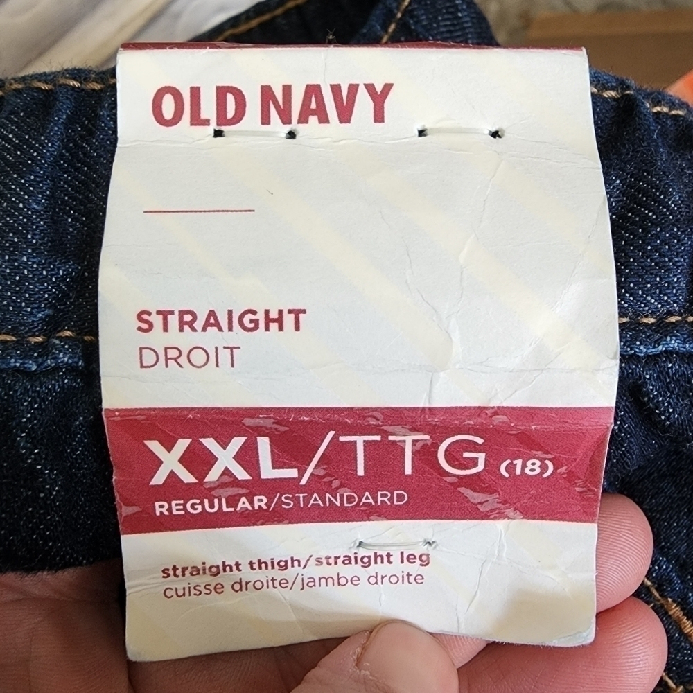 NWT Old Navy Dark Wash Jeans Boys XXL 18 Regular Straight Thigh Leg Drawstring - Picture 5 of 8